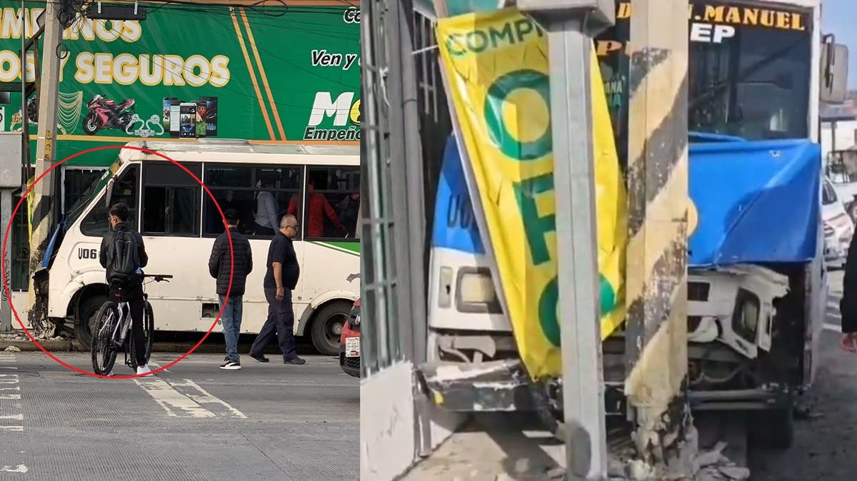 ¡Increíble! Así chocó un microbús en la la 31 Poniente, se queda sin frenos, hay heridos