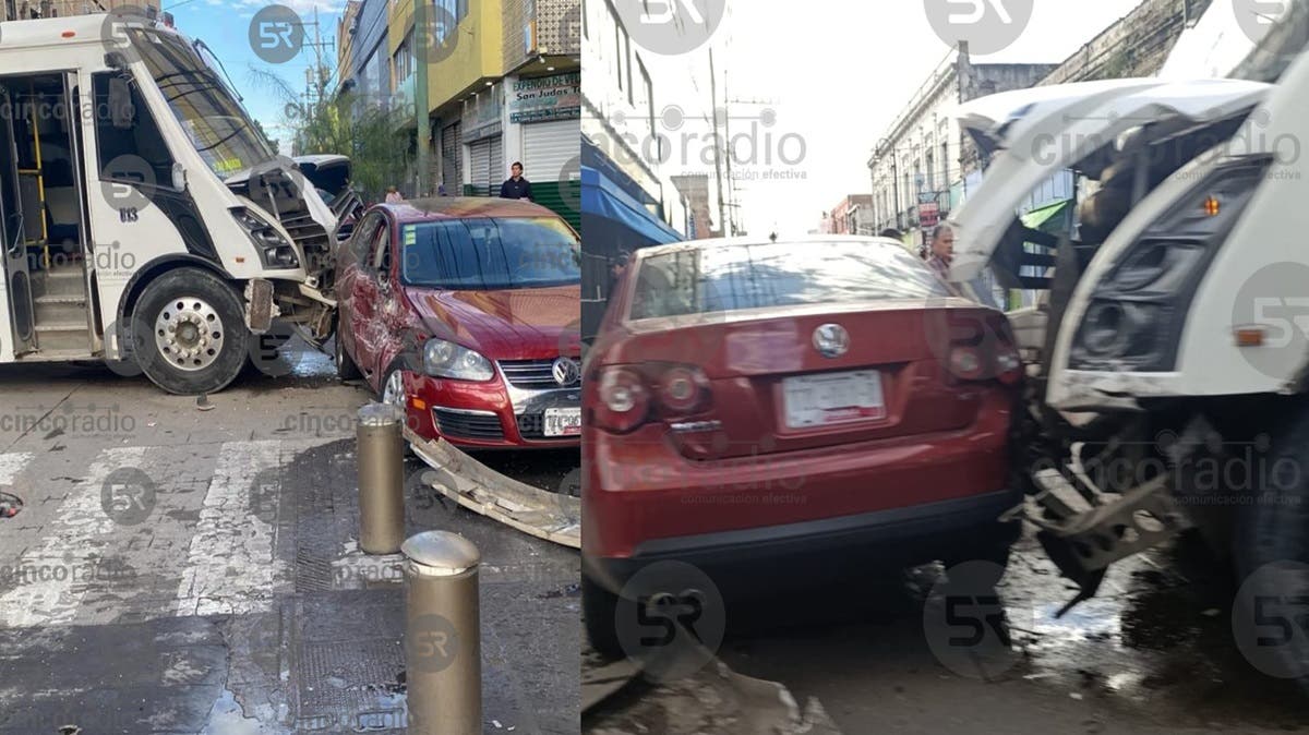 Fuerte choque entre transporte público y auto particular deja a un menor lesionado en Puebla