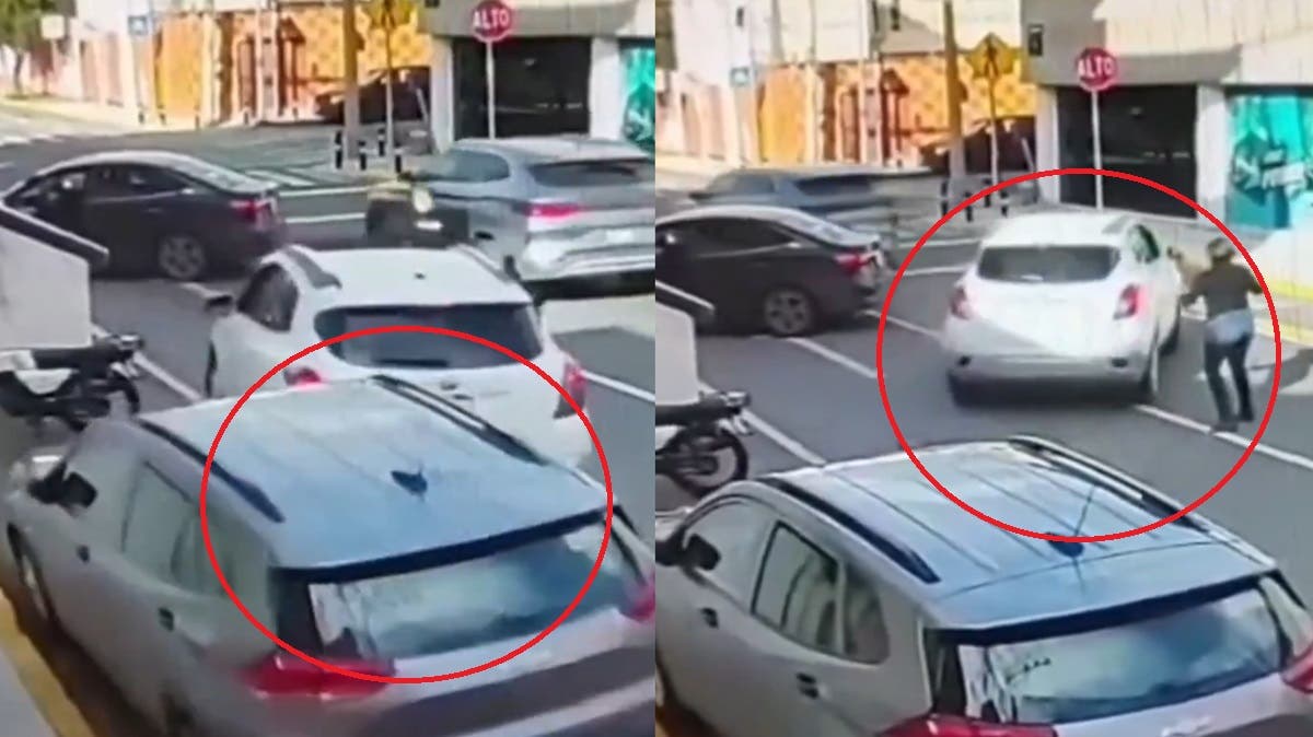 VIDEO Cámara capta a sujetos ebrios chocando autos y huyendo en calles de Puebla