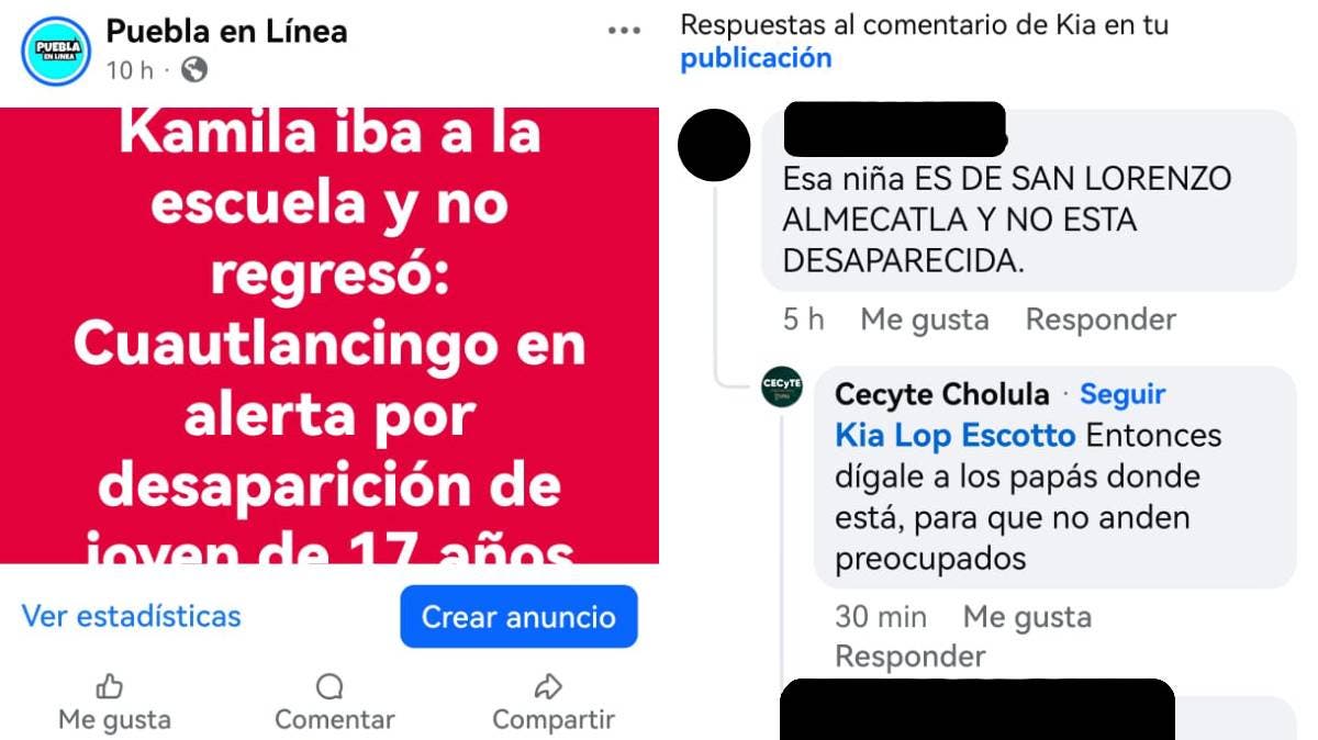 Polémica en CECyTE Cholula por comentario insensible sobre desaparición de Kamila Blanco