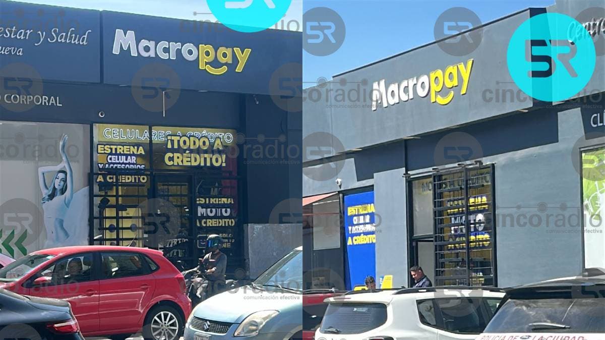 Asalto relámpago en Plaza Dorada: hombres armados despojan de equipos a sucursal Macropay en pleno Bulevar 5 de Mayo