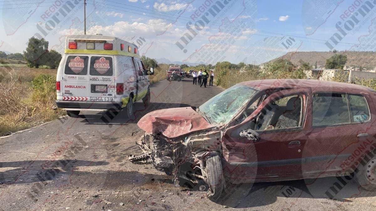 Choque frontal en Tecamachalco deja una mujer lesionada y caos vial sobre el libramiento Santa Rosa-Alseseca