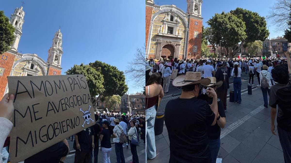 Jóvenes de la Generación Z marchan del Paseo Bravo al Zócalo de Puebla como parte del movimiento nacional