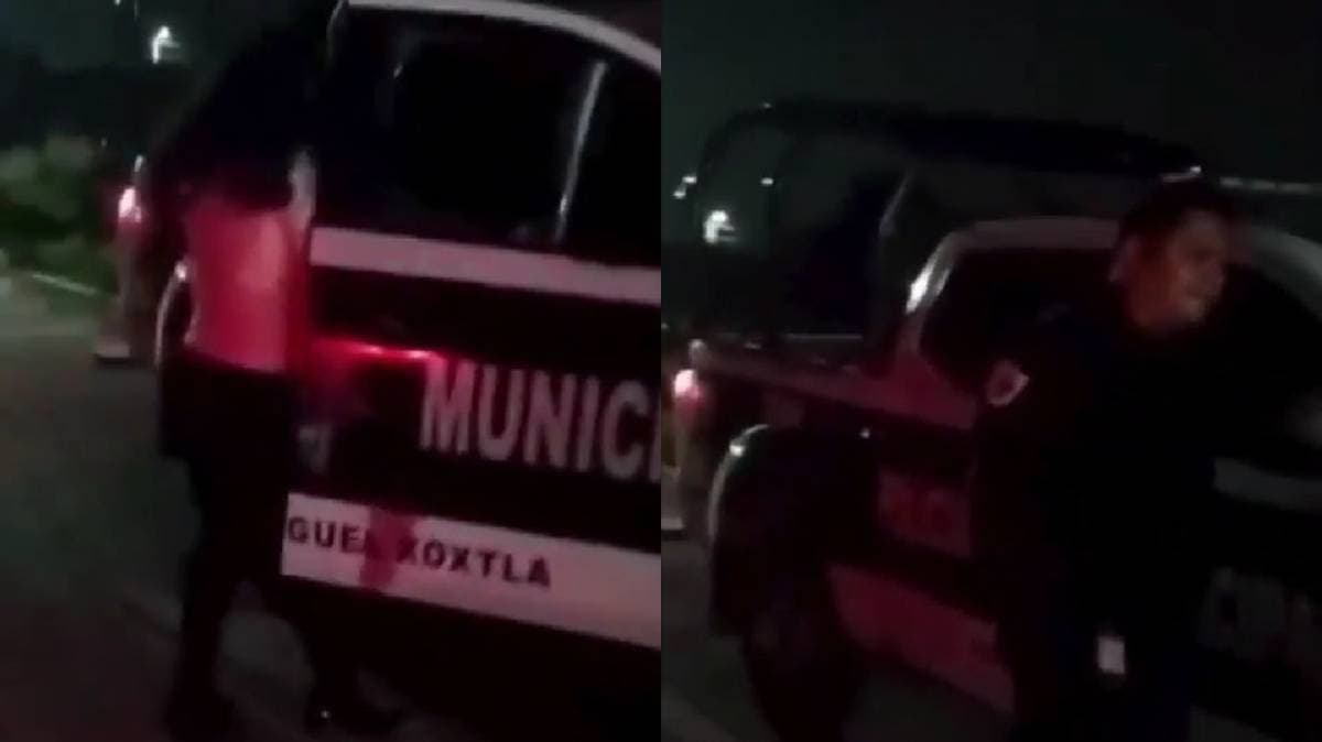 Escándalo en Xoxtla: suspenden a policía con una joven dentro de una patrulla en pleno servicio