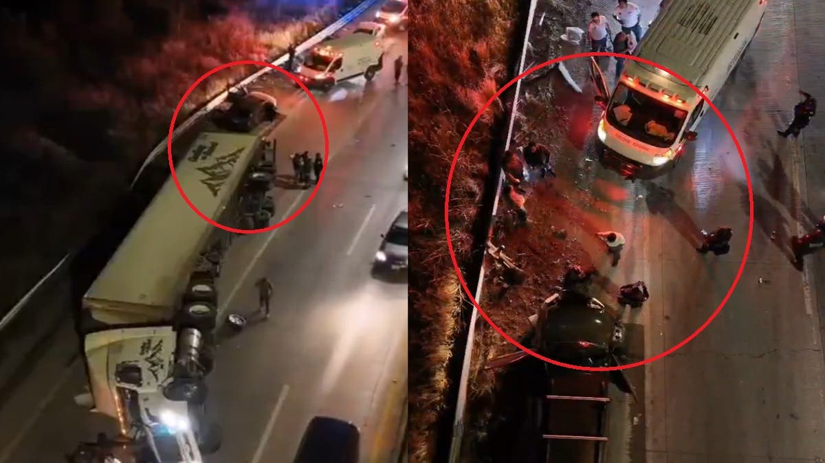 VIDEO Fuerte accidente en el Periférico Ecológico: tráiler vuelca e impacta varios autos en Puebla