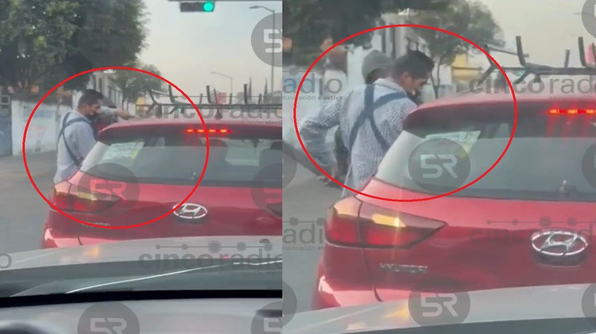 VIDEO: Pleito vial en puente de la Central de Abasto termina con parabrisas destrozado