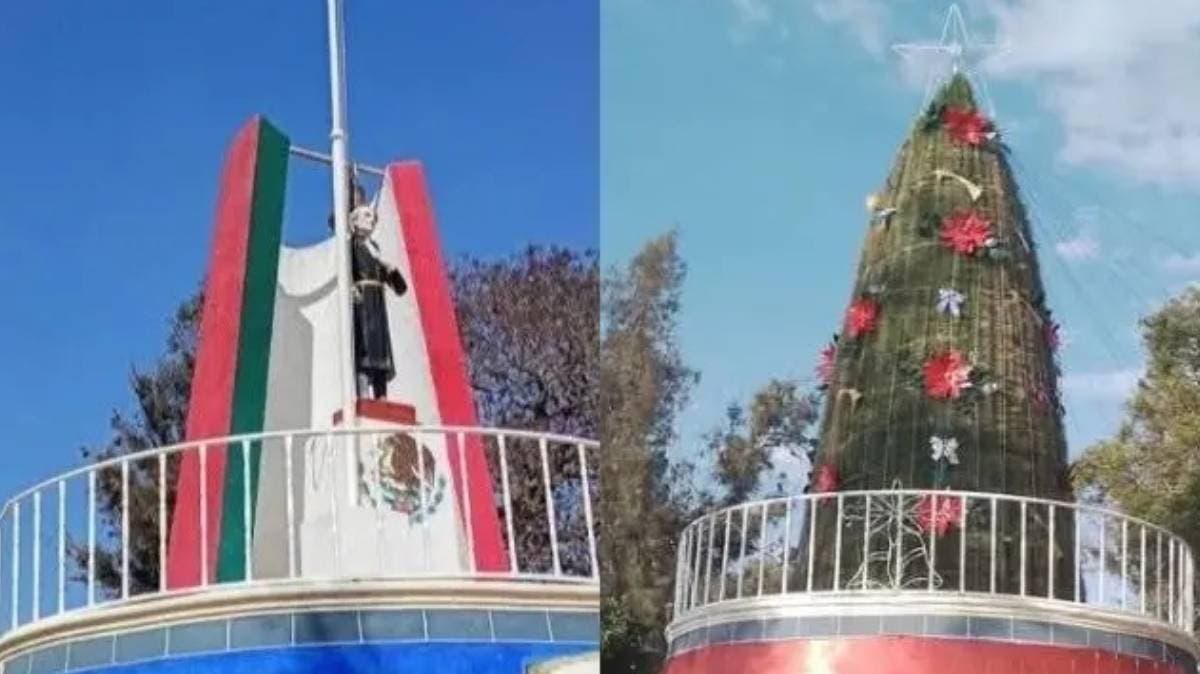 En Chapulco “visten” a Miguel Hidalgo de Árbol Navideño y se desata el debate ciudadano