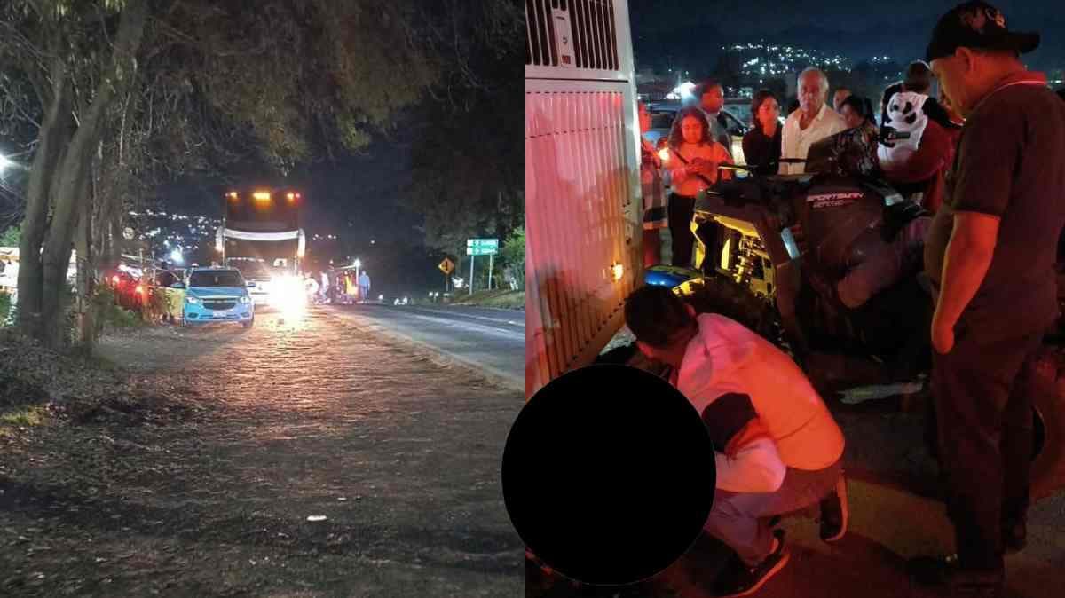 Accidente en Huauchinango: cuatrimoto colisiona contra autobús Supra en carretera México–Tuxpan