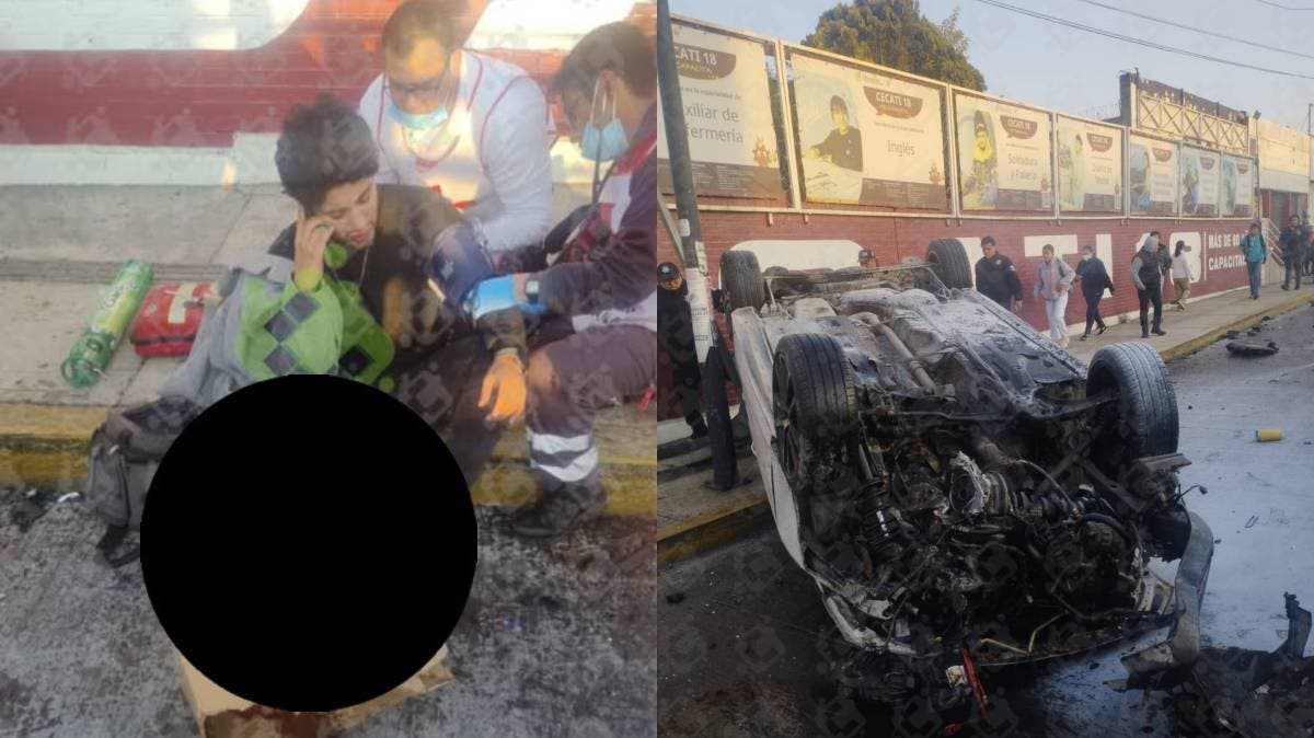 Volcadura paraliza la Calzada Ignacio Zaragoza en Puebla; un joven resulta lesionado