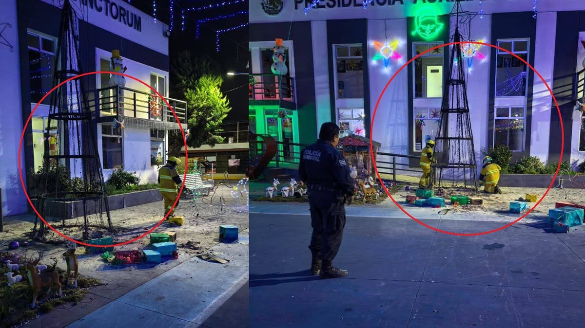 Niños provocan incendio del árbol de Navidad en Puebla durante Nochebuena