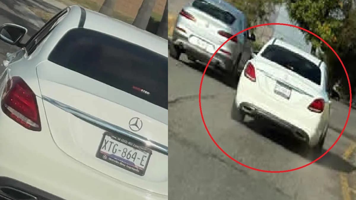 Mercedes con placas de Tlaxcala choca y huye en Lomas de Angelópolis