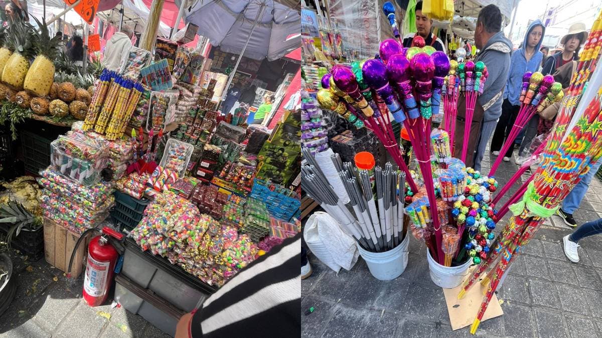 Denuncian venta ilegal de pirotecnia en Mercado 5 de Mayo, Puebla