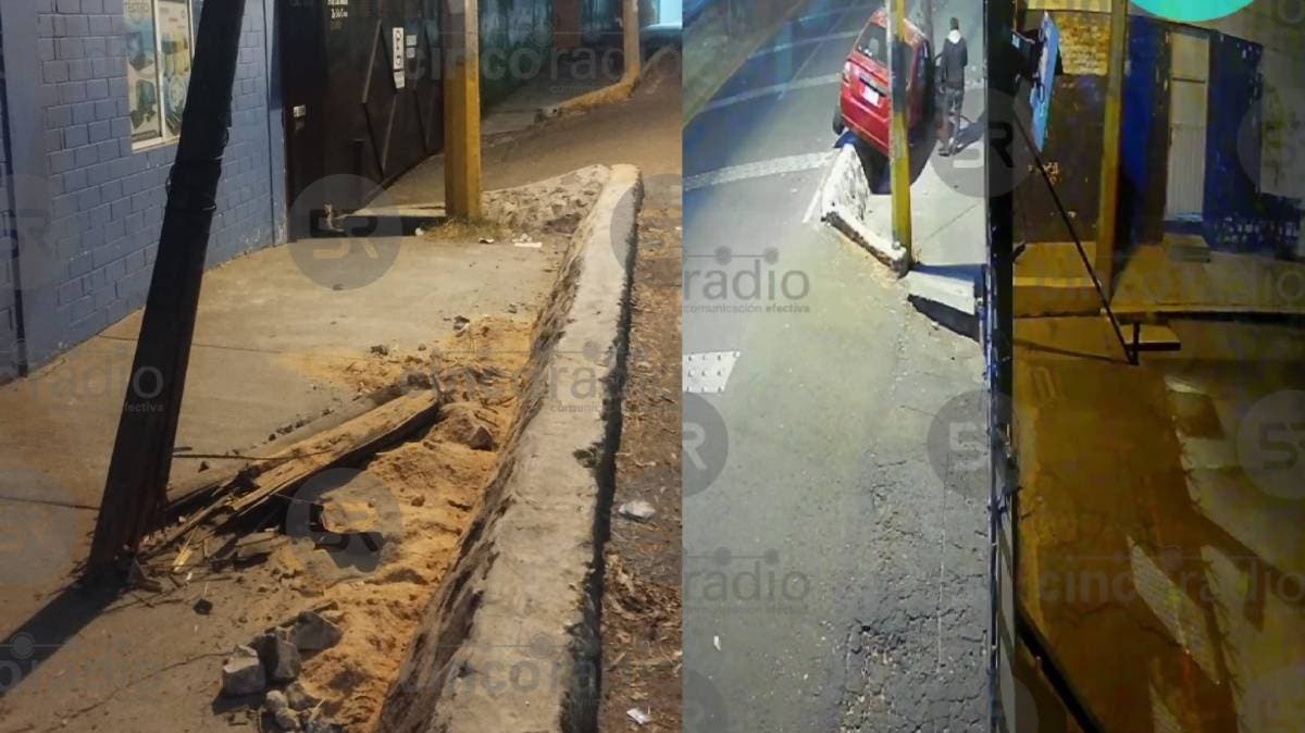 Vehículo se impacta contra un poste en Bulevar Forjadores; ocupantes huyen con todo y auto