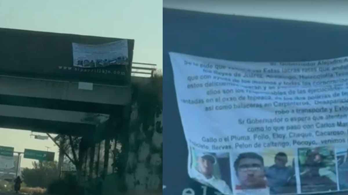 Alarma en Puebla: Narcomantas aparecen en distintos puntos de la ciudad con mensajes contra delincuentes y advertencia al gobernador