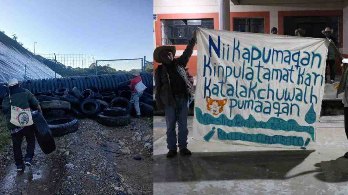 Pobladores de Ozelonacaxtla clausuran relleno sanitario en Huehuetla por riesgo a manantial de agua