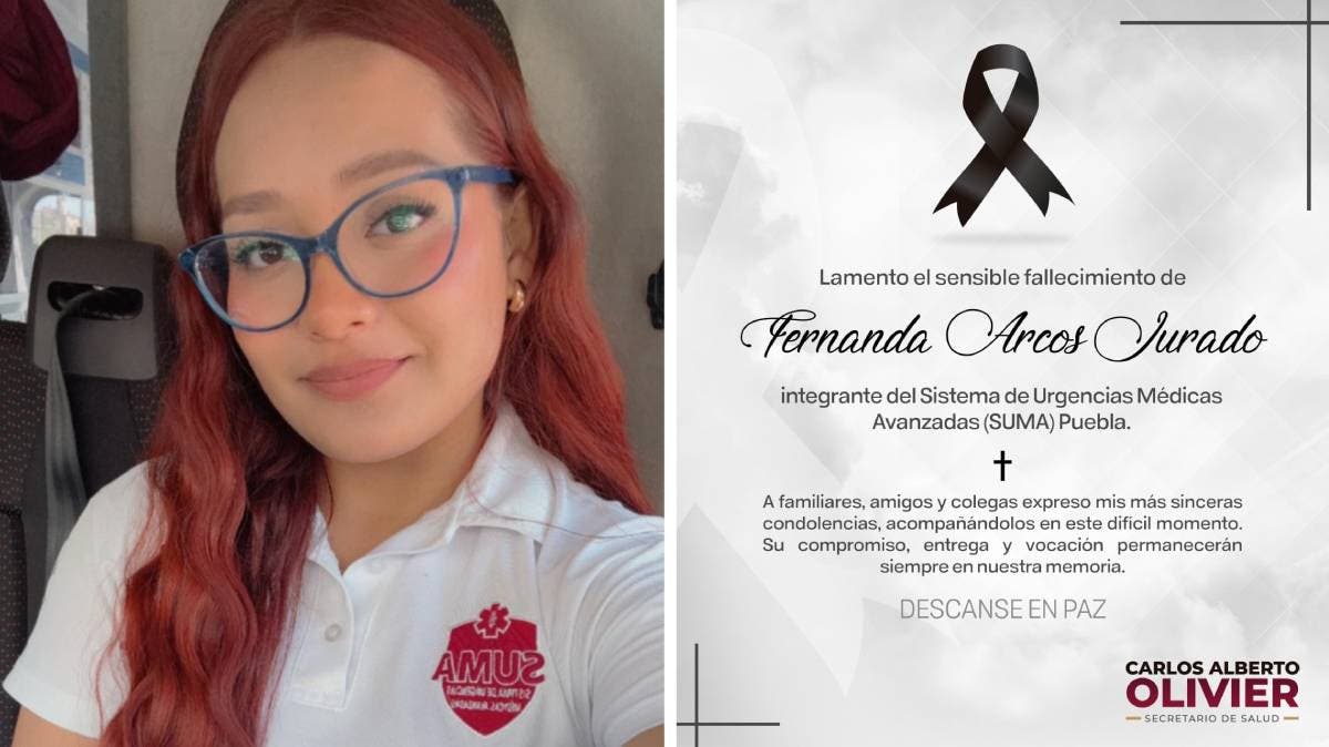 Paramédico de SUMA hallada muerta en Puebla; Salud emite condolencias