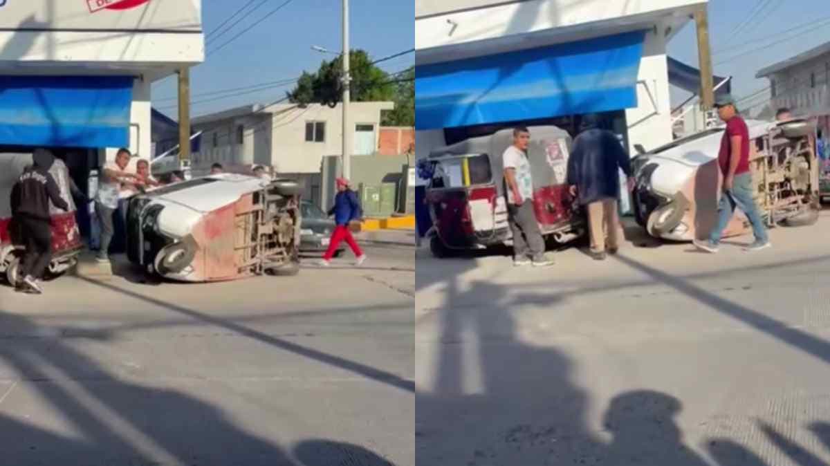 Riña entre mototaxistas en Cuautlancingo deja un lesionado y unidad volcada