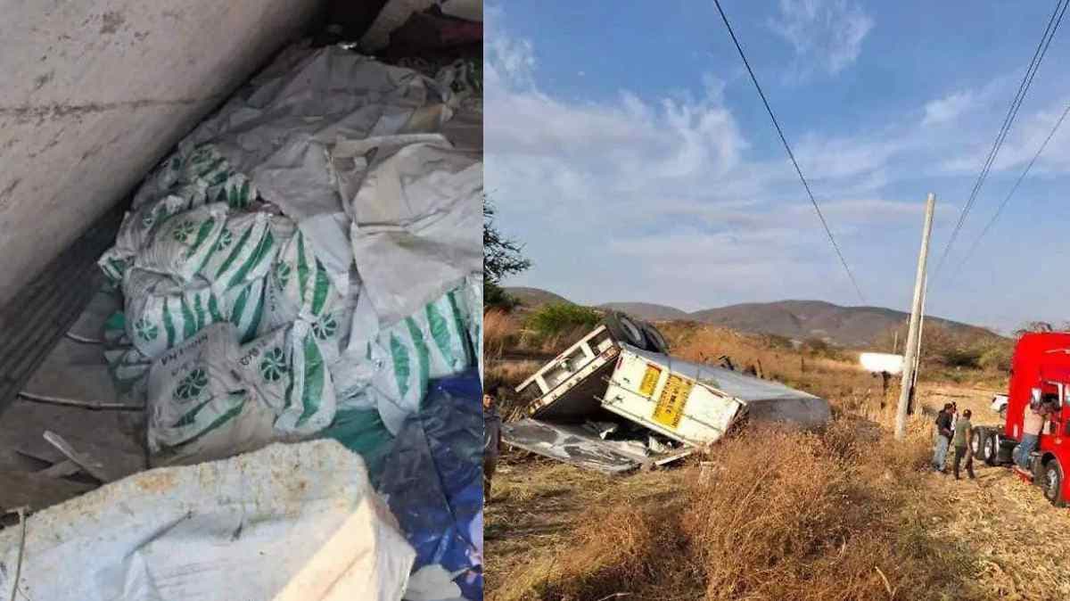 Caos en carretera Izúcar–Cuautla: pobladores saquean bultos de azúcar tras volcar tráiler en Tepexco