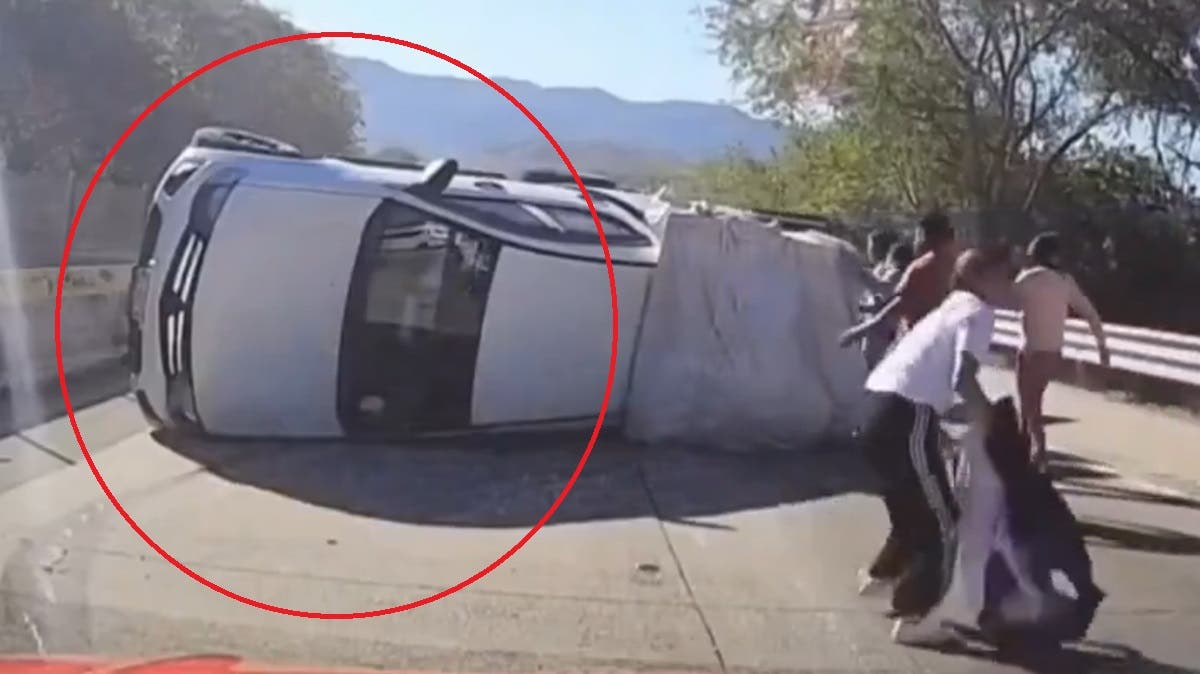 Video impactante: familia vuelca en la Autopista del Sol rumbo a Acapulco