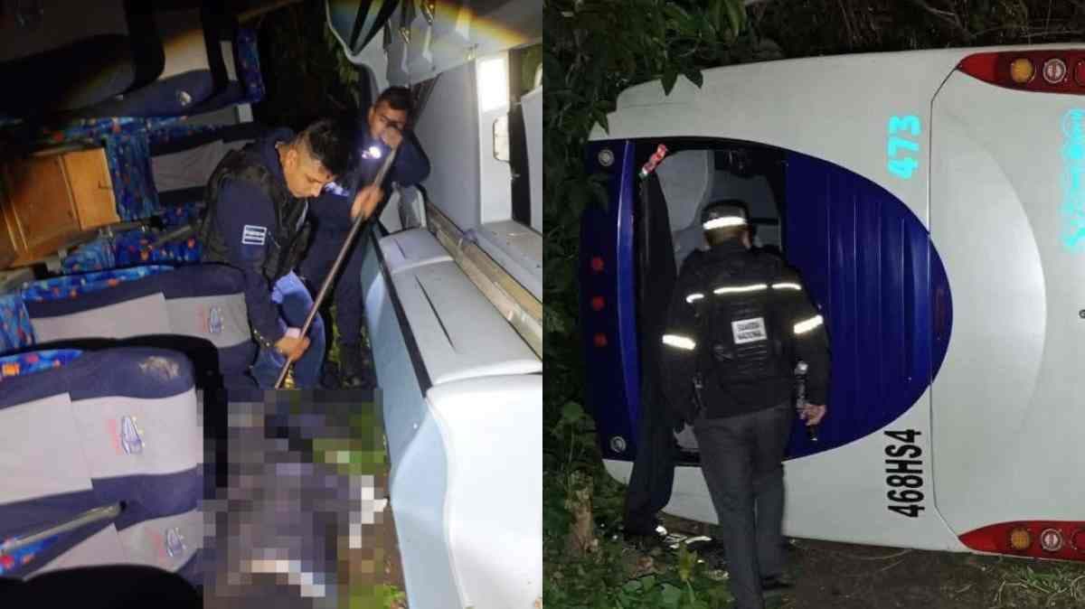 Siete lesionados tras volcadura de autobús en la carretera México–Tuxpan, Puebla: autoridades investigan causas