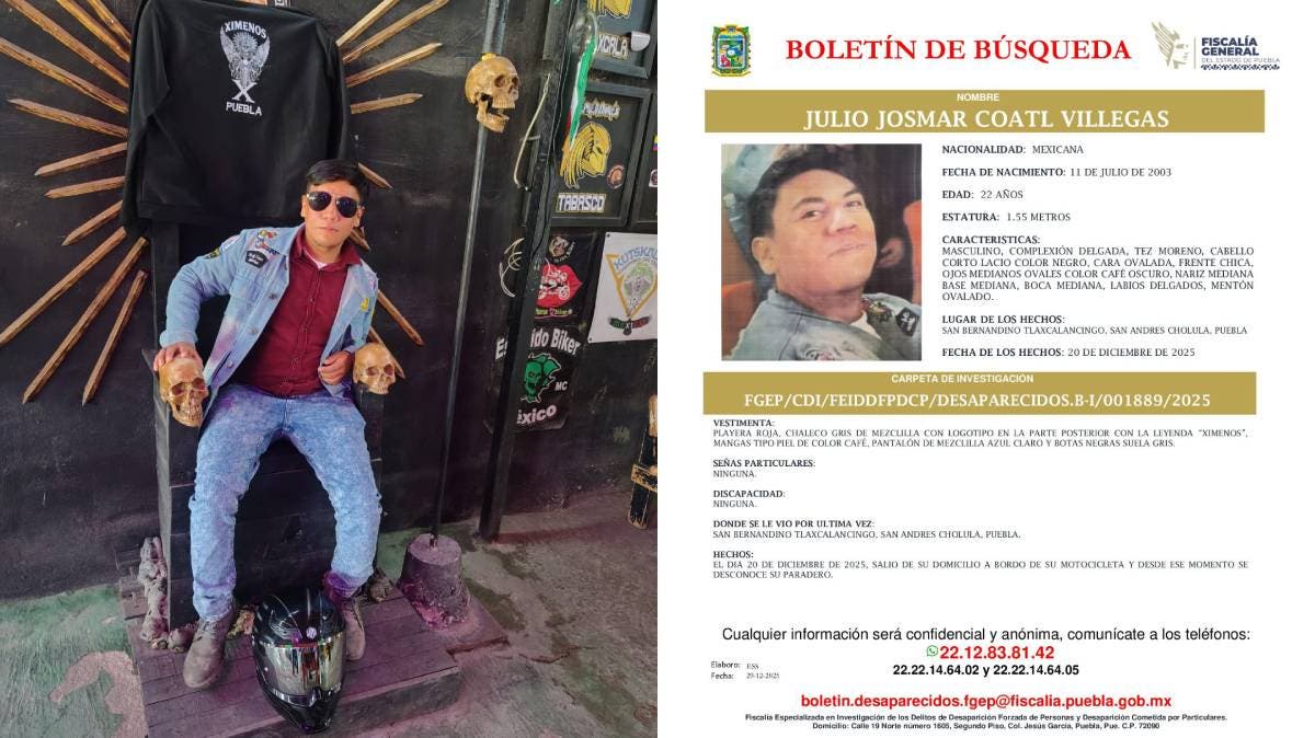 Familia busca a Julio Josmar, desaparecido en San Bernardino Tlaxcalancingo