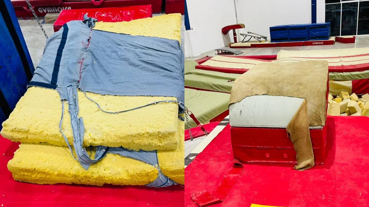 Denuncian abandono en el Pabellón Olímpico de Gimnasia de Puebla: atletas entrenan entre goteras, equipo dañado y riesgos de lesión