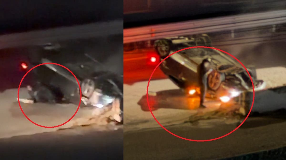 VIDEO Impactante volcadura en Periférico Ecológico: conductor se arrastra para salir del auto y sobrevive