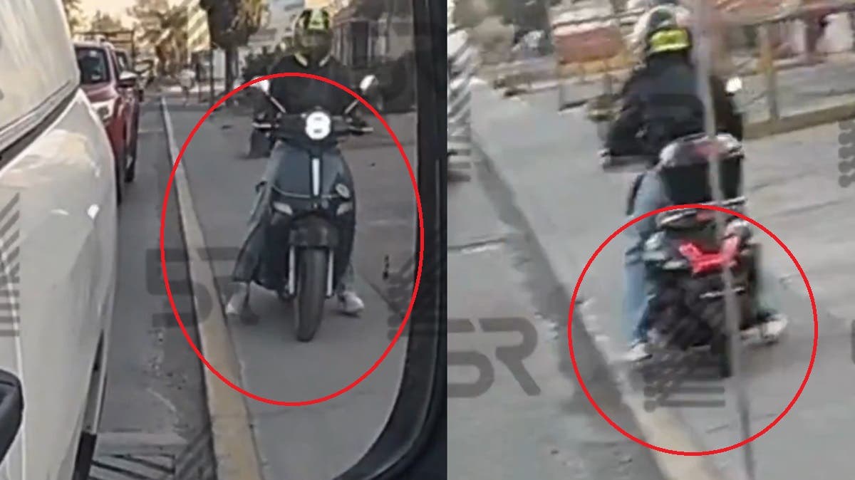 Alerta vial en la 11 Sur: motociclistas usan la banqueta para evadir el tráfico en Puebla