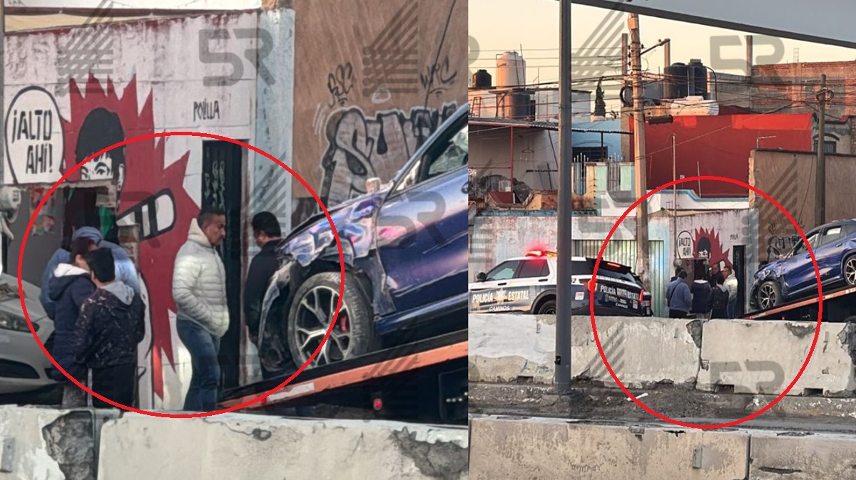 Auto a exceso de velocidad se impacta contra vivienda en Periférico de Puebla; genera alerta esta mañana