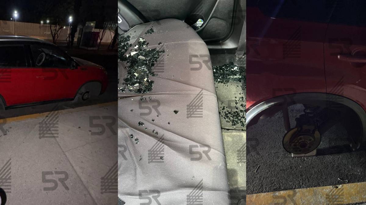 Robo en San Andrés Cholula: camioneta sin llantas y cristales rotos junto al Hospital Ángeles