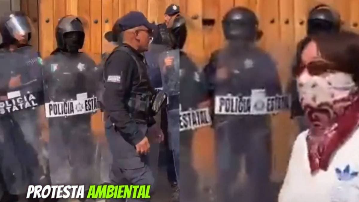 Granaderos contra estudiantes BUAP: protesta ambiental por ecocidio del cablebús en Casa Aguayo, Puebla