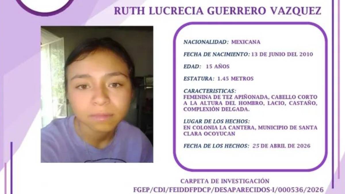 Desaparece Ruth, 15 años, en Ocoyucan: sin pistas claras y con una búsqueda contra el tiempo