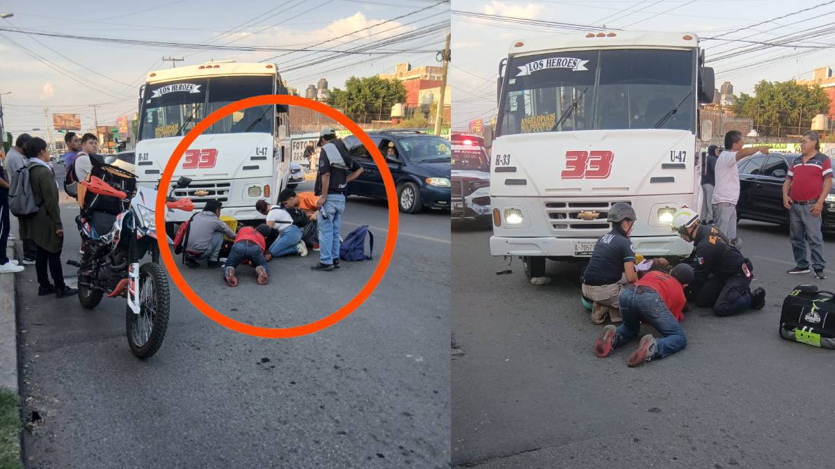 Ruta 33 atropella a motociclista en Las Torres; vecinos ayudaron a liberarlo debajo del microbús