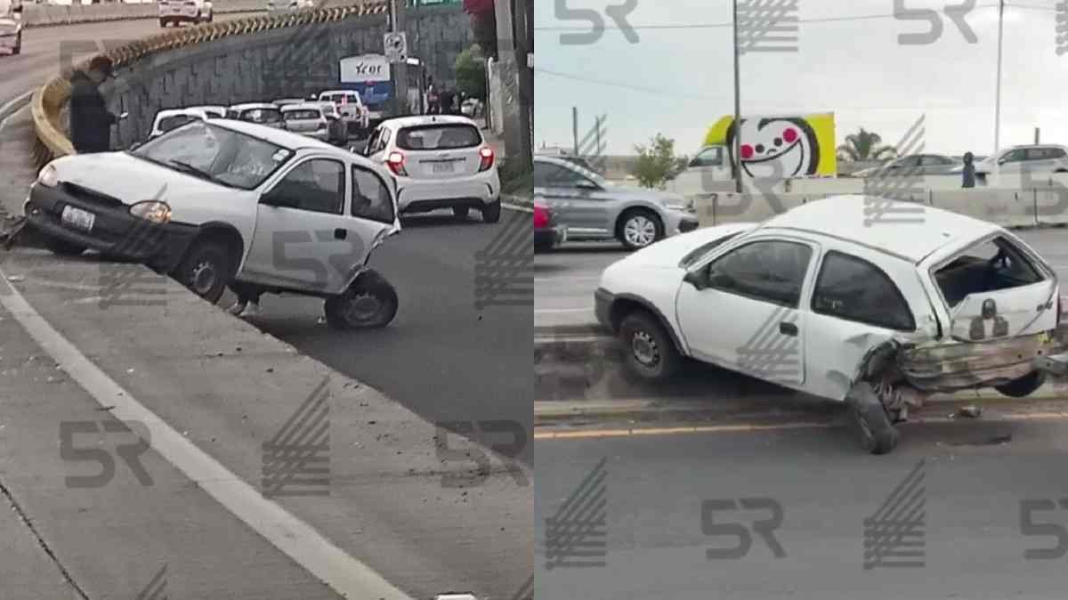 Choque en Periférico y 11 Sur termina con auto proyectado hacia la lateral; tráfico se intensifica