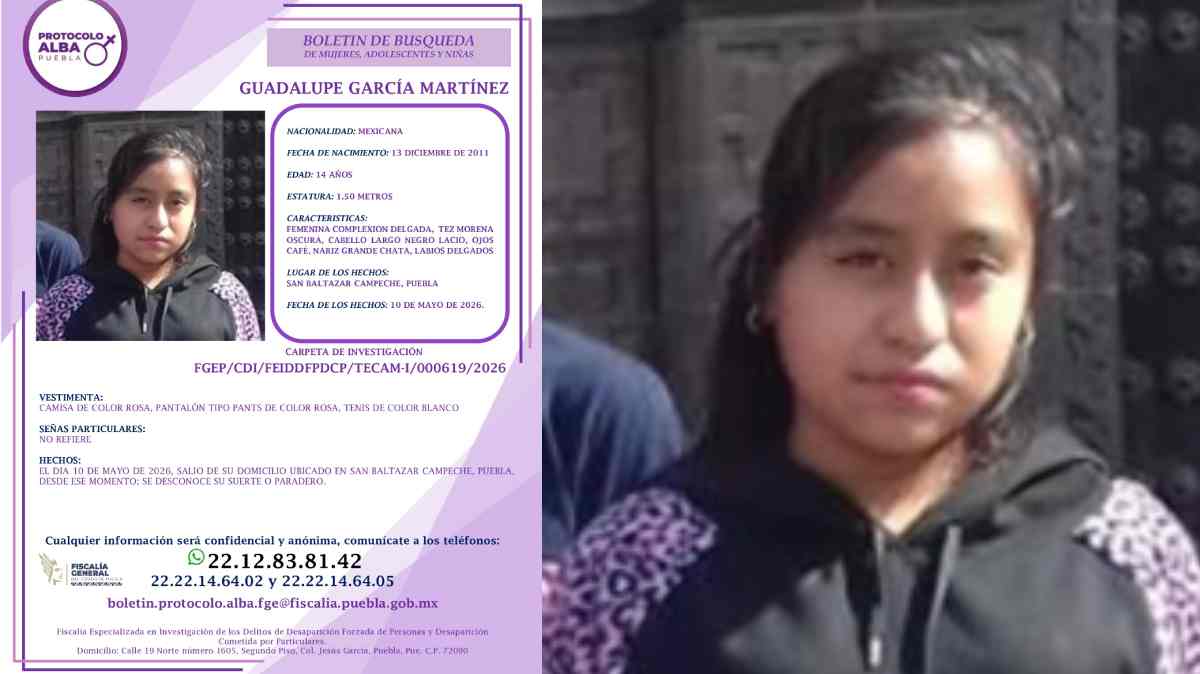 Desaparece niña de 14 años en pleno Día de las Madres en Puebla; su familia vive horas de angustia
