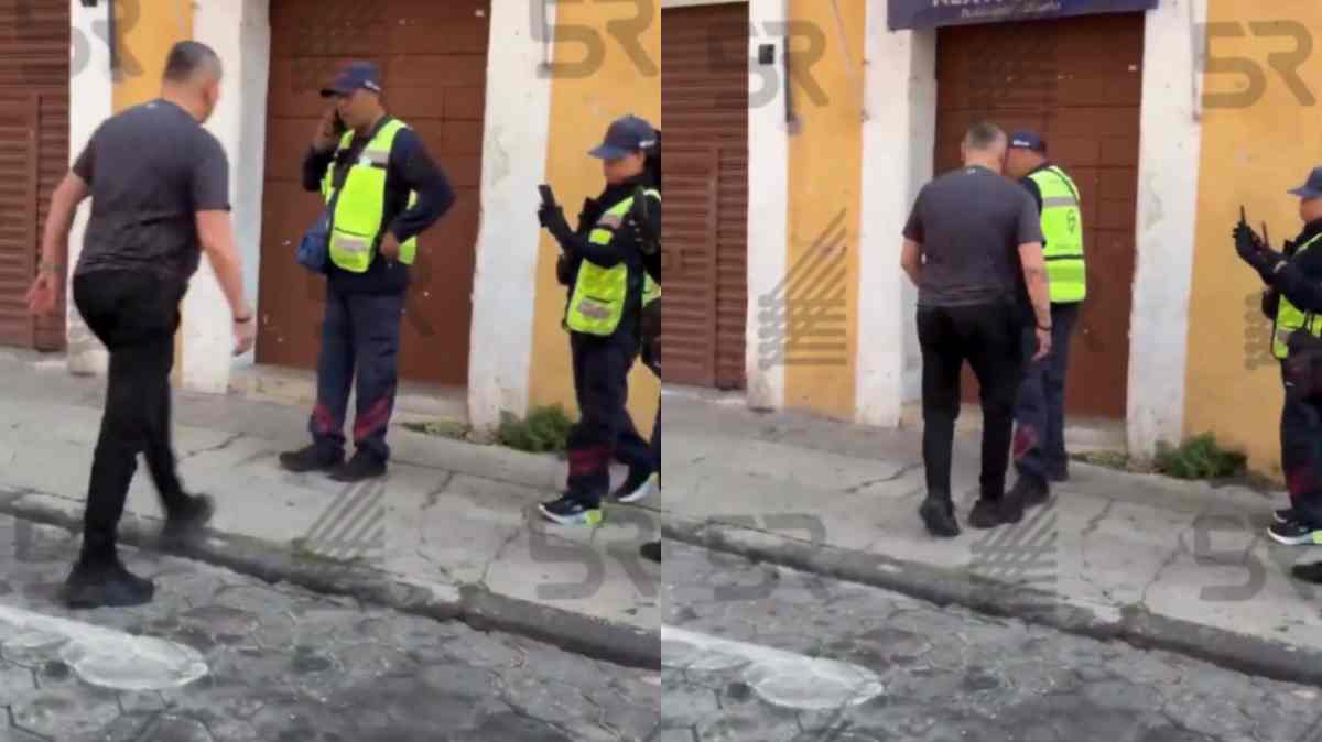 “Lord Parquímetros”: hombre explota contra agentes de tránsito en el Centro de Puebla