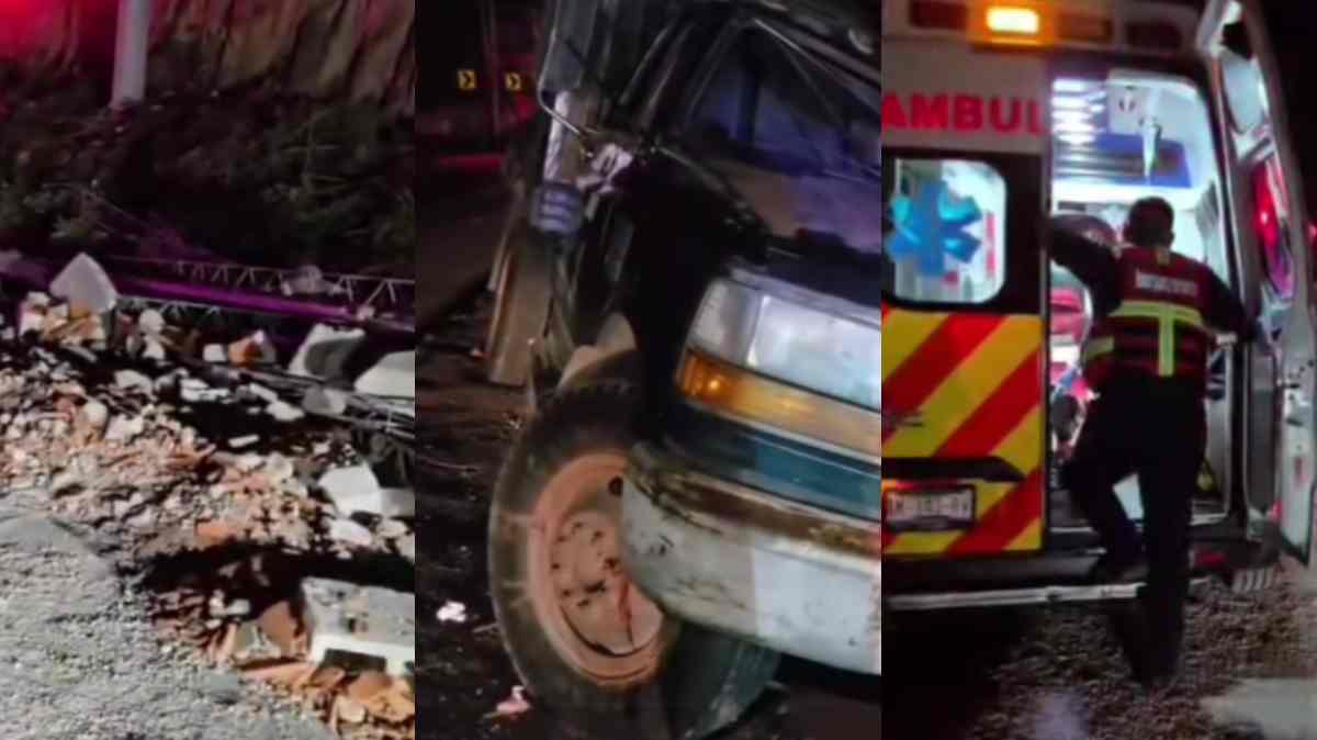 Camión cargado con material provoca aparatoso accidente en la Atlixco–Puebla; conductor huyó tras el choque