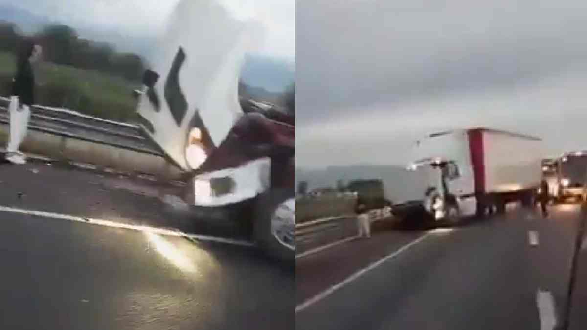 Tráiler embiste a dos vehículos en la México-Puebla y provoca intenso tráfico rumbo a Texmelucan