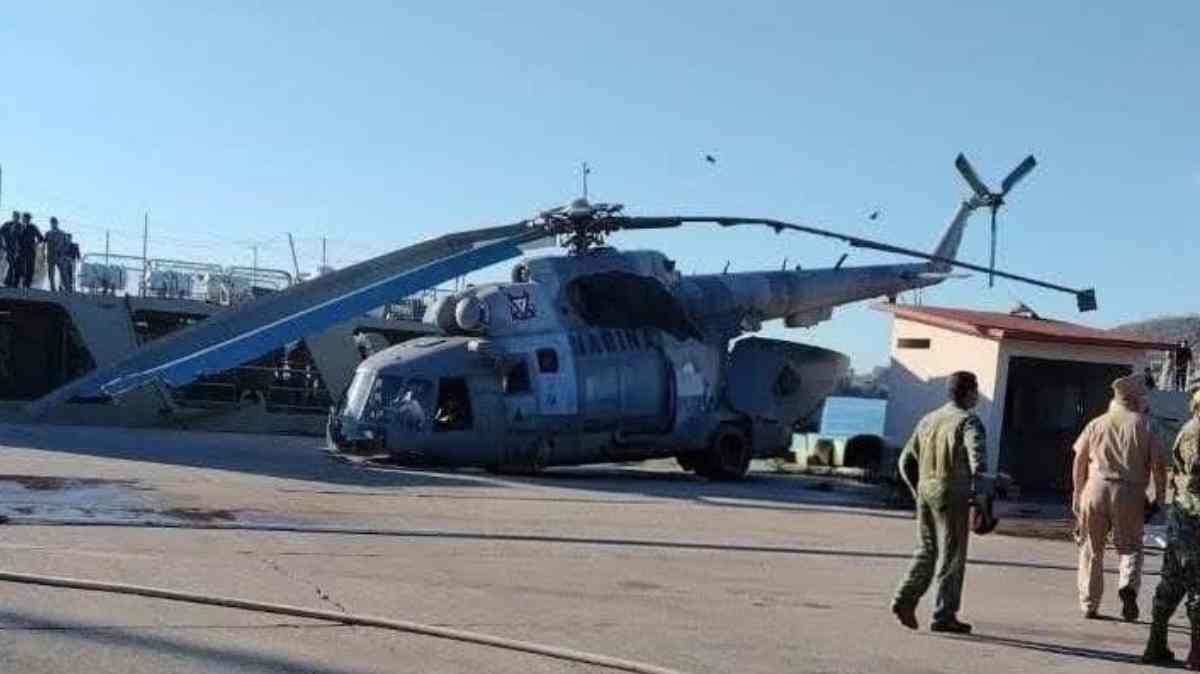 Falla en helicóptero militar obliga aterrizaje de emergencia en Mazatlán; no hay lesionados