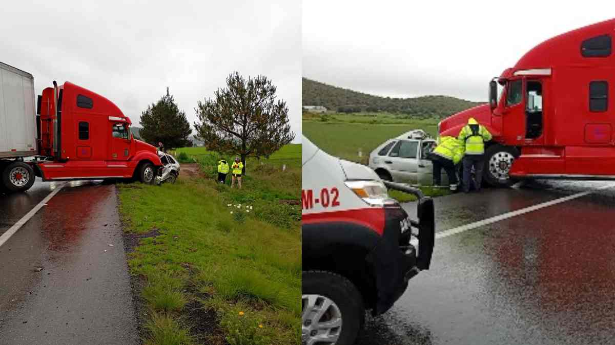Automóvil termina debajo de un tráiler en la Amozo
