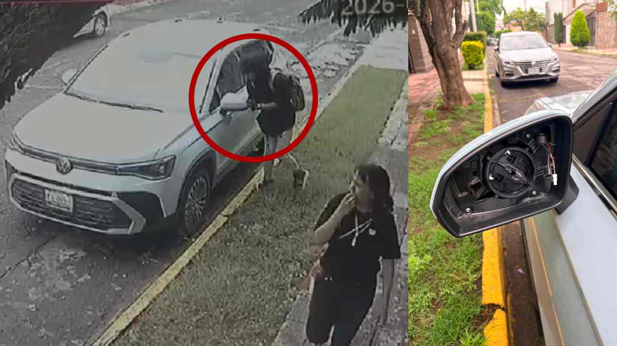 Captan robo de espejo a camioneta en la colonia El Mirador; pareja actúa a plena luz del día