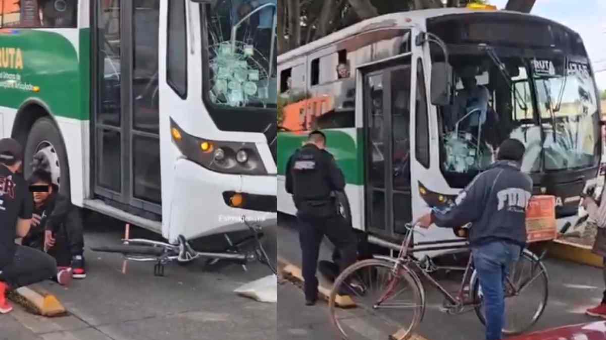 Menor en bicicleta es atropellado por unidad de RUTA en el Bulevar 5 de Mayo; circulaba por carril confinado