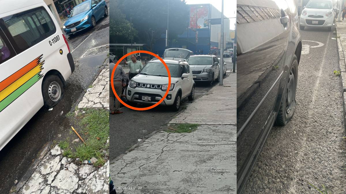 Coladera abierta en plena 9 Oriente deja autos dañados y pone en riesgo a conductores en Puebla