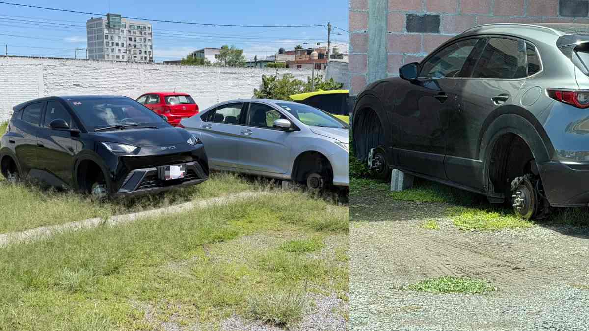 Roban llantas a tres vehículos en el estacionamiento del Club Britania Puebla; afectados cuestionan la seguridad