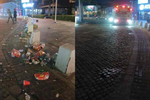 Tras la fiesta por el triunfo de México, Puebla amaneció limpia; desplegaron operativo especial en el Centro Histórico