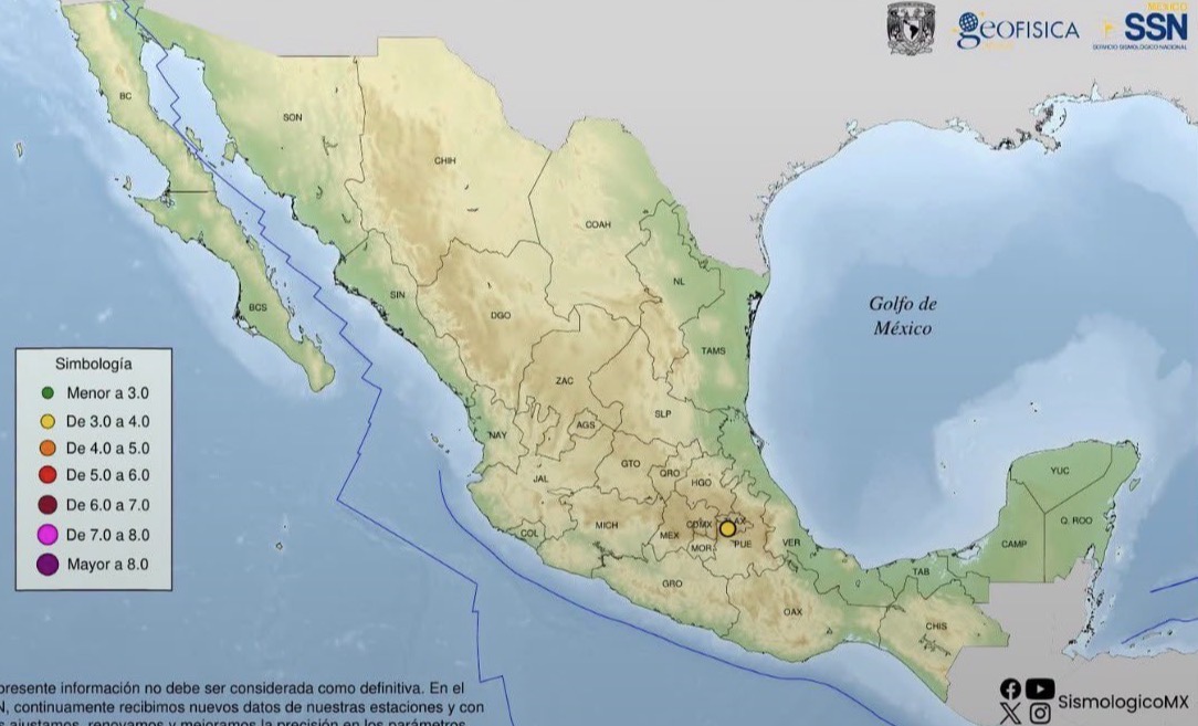 Última Hora: Sismo de 3.9 sacude municipios de la zona metropolitana de Puebla