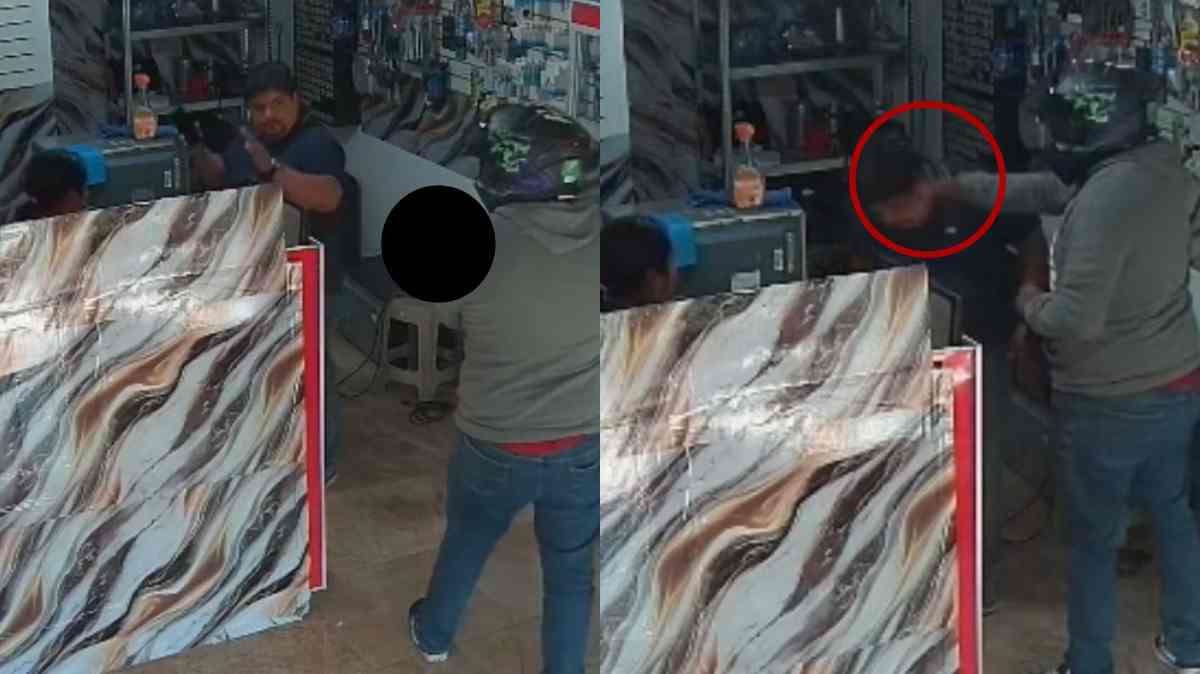 Video: Asalto a tienda de electrónicos frente al Mercado Malintzi; delincuentes encañonan y golpean a cliente