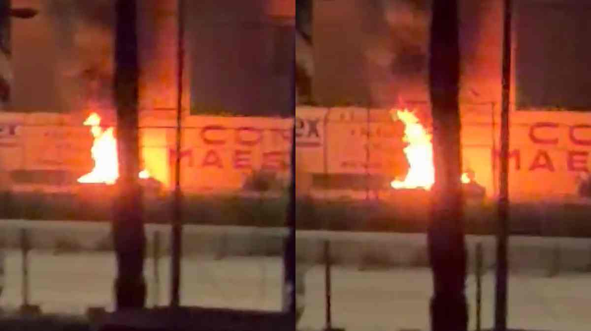 Captan incendio durante la madrugada sobre el Periférico Ecológico, a la altura de Periplaza