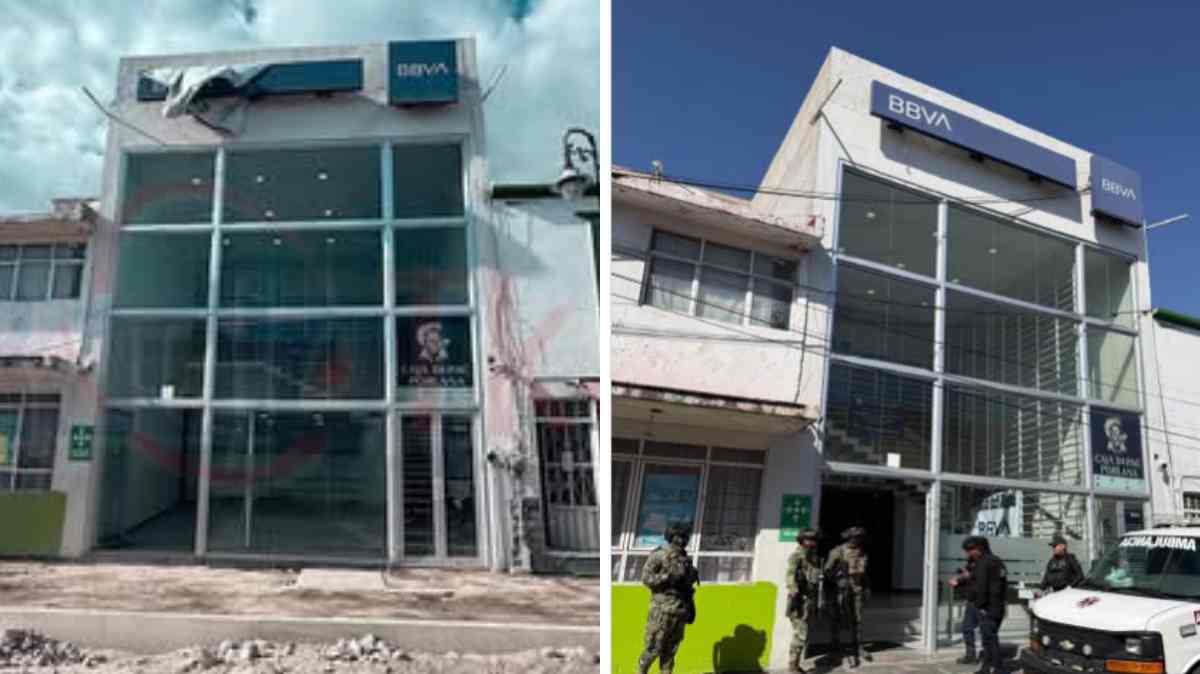 Asaltan sucursal de BBVA en Tecamachalco; delincuentes armados despojan a cuentahabientes y logran escapar