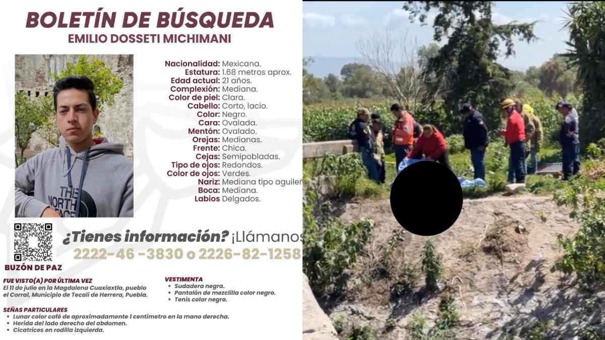Localizan un cuerpo en el Canal de Valsequillo; presuntamente sería Emilio, joven desaparecido en Tecali de Herrera